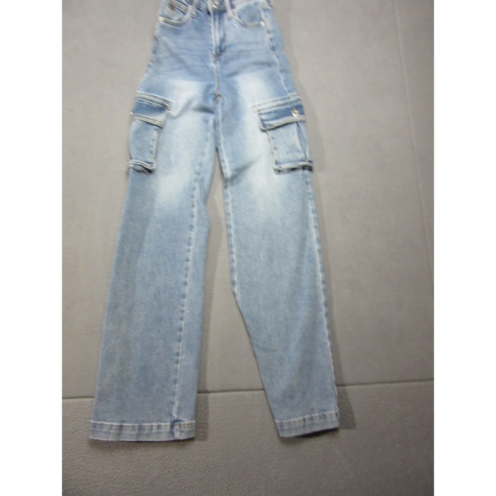 Juicy Couture Cargo Jeans Womens 0/24 Blue Lunita Wide Leg Back Logo Y2K